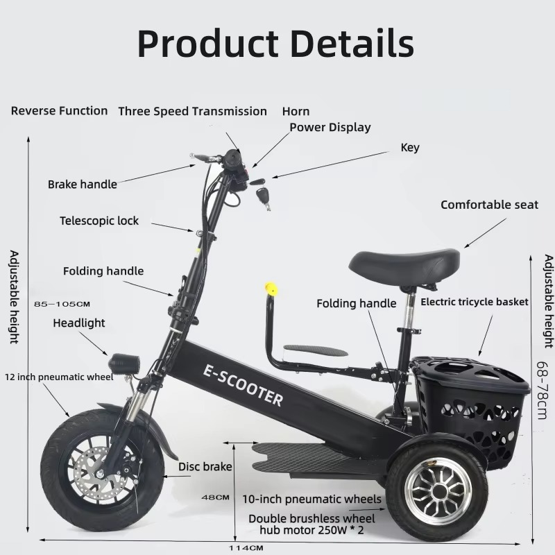 【2026】3 Tekerlekli 2 Kişilik K - Folding Electric Scooter incelemesi ve fiyatı